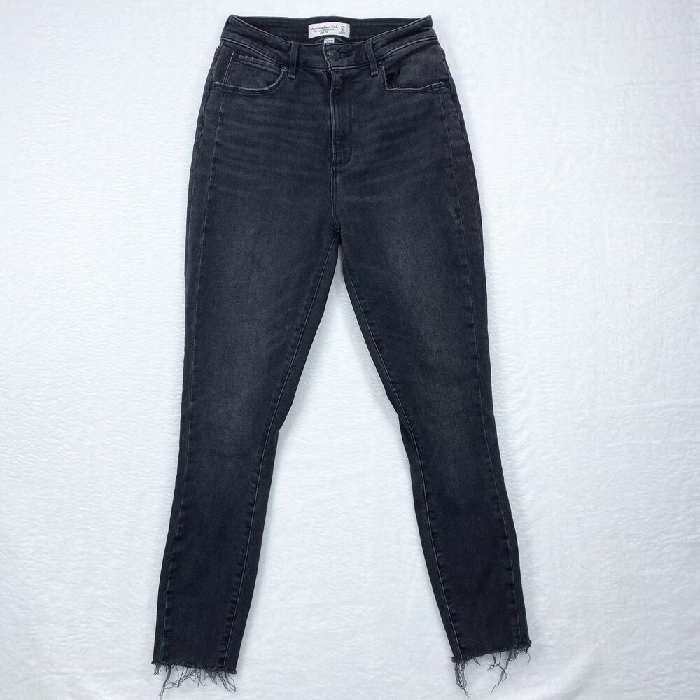 Abercrombie Women Size 25/0R Black Jeans The Super Skinny Ankle High Rise